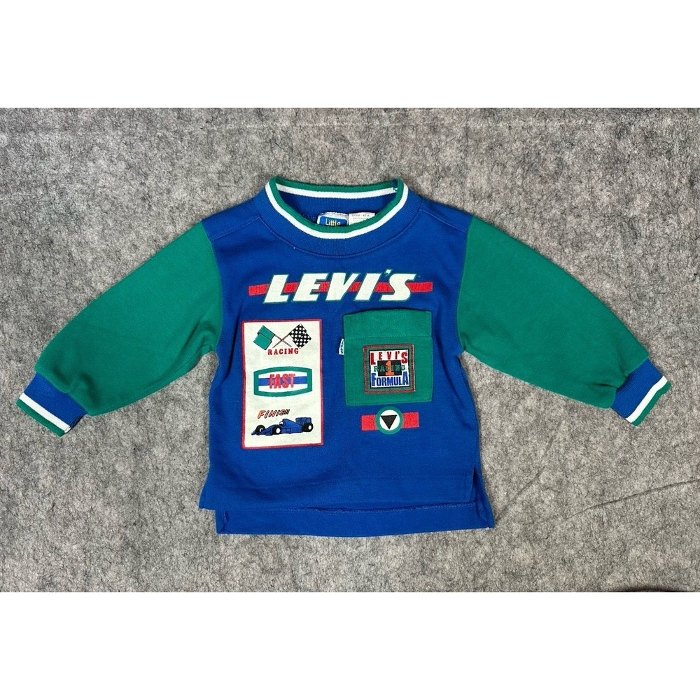VTG Little Levi's Kids Formula 1 Racing Long Sleeve Graphic Shirt Top Sz 12M